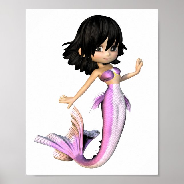Póster Sirena púrpura de Cute Toon (Frente)