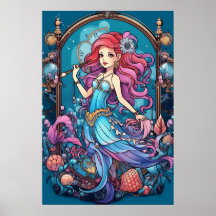 Sirena Steampunk para niñas o niños en una pared
