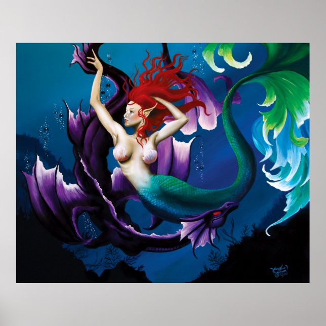Póster Sirena y amigo del dragón (Frente)