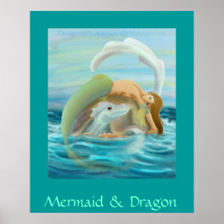 Póster Sirena y dragón
