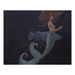 Póster Sirena y peces azules