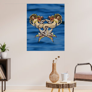 Póster Sirenas aferradas - Diseño Náutico para los amante