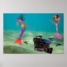 Póster Sirenas ayudando a la langosta.