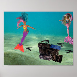 Póster Sirenas ayudando a las langostas.
