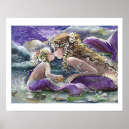 Póster Sirenas de besos en morado, madre e hijo