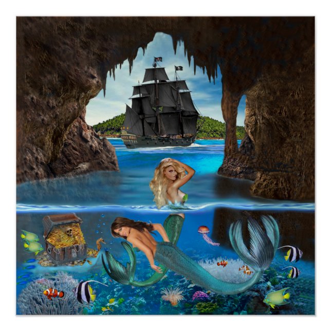 PÓSTER SIRENAS DE LA CUEVA PIRATA (Anverso)