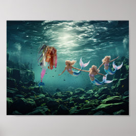 Póster Sirenas divirtiéndose.