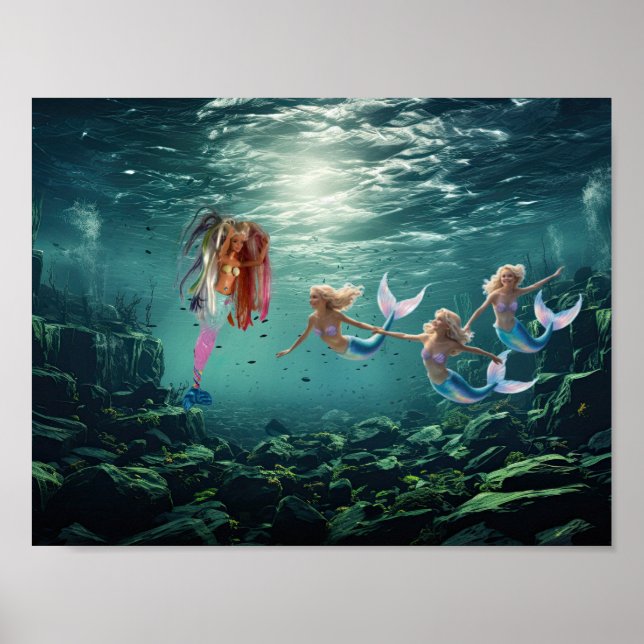 Póster Sirenas divirtiéndose. (Frente)