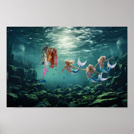 Póster Sirenas divirtiéndose.