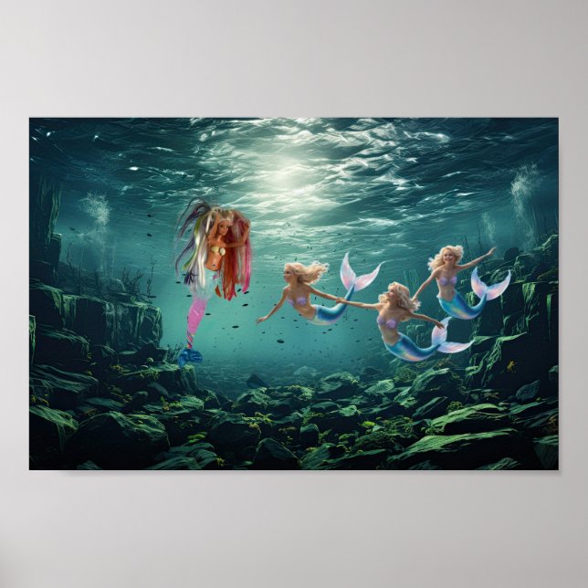 Póster Sirenas divirtiéndose. (Frente)