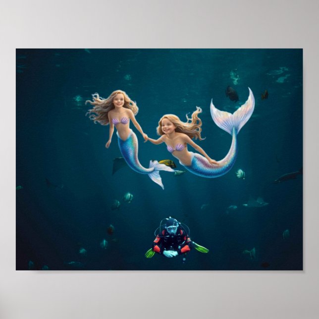 Póster Sirenas divirtiéndose. (Frente)