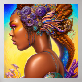 Póster Sirenas negras Melanin Mermaid Ocean Sea Fun