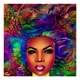 Póster Sirenas negras Melanin Mermaid Ocean Sea Fun