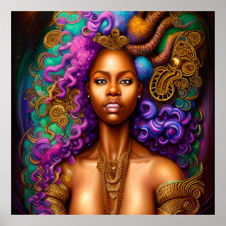 Póster Sirenas negras Melanin Mermaid Ocean Sea Fun