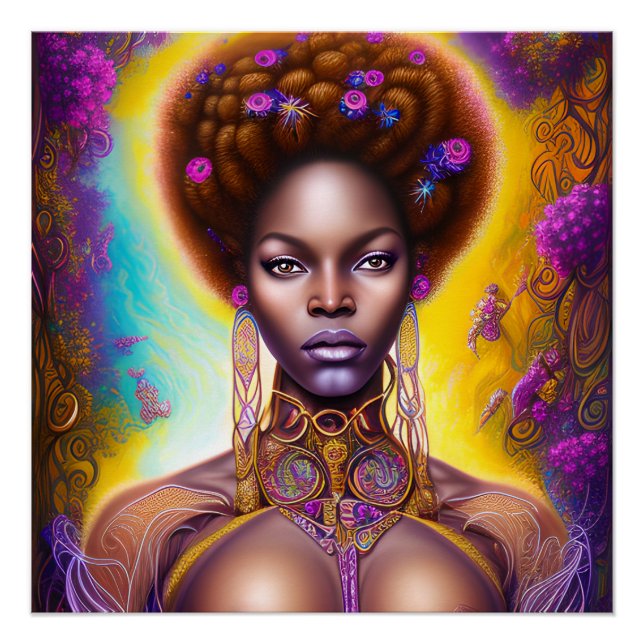 Póster Sirenas Negras Melanina Sirena Océano Mar Pez Dive (Anverso)