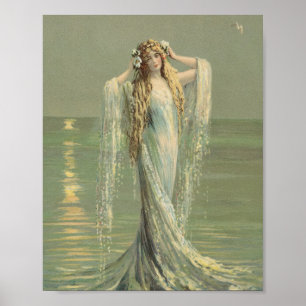 Póster Sirenita de criada de agua marina