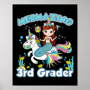 Póster Sirenita de tercer grado montando unicornio de vue