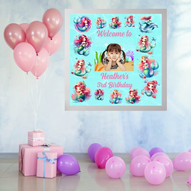 Póster Sirenita mágica bajo el mar Niños Fiesta de cumple (Subido por el creador)