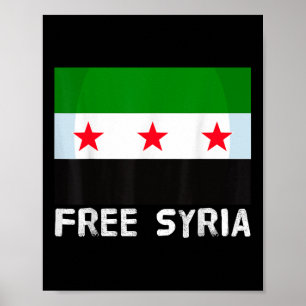Póster Siria libre Orgulloso Mapa de Corazón de Bandera S
