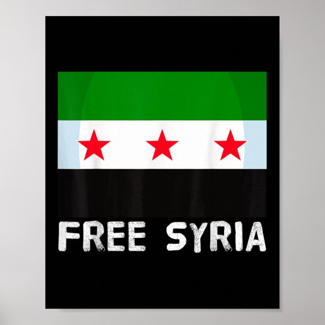 Póster Siria libre Orgulloso Mapa de Corazón de Bandera S (Frente)