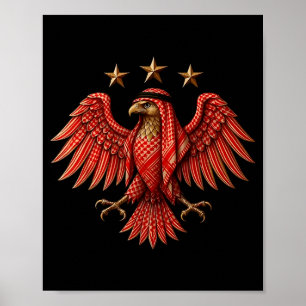 Póster Siria Rojo Keffiyeh Sirio Tradicional Águila