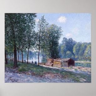 Póster Sisley - Cabinas en el Banco de Loing, mañana 1896