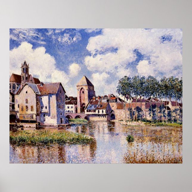 Póster Sisley - Moret-sur-Loing, el puerto de Borgoña (Frente)