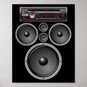 Póster Sistema de altavoces estéreo para el automóvil Aud