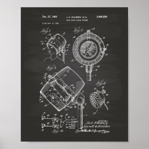 Póster Sistema de secador de pelo 1960 Patent Art Chalkbo
