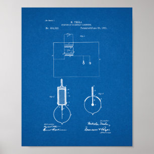 Póster Sistema de Tesla de patente eléctrica de la