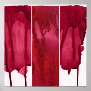 Póster Sistema del extracto rojo de la acuarela pintado a