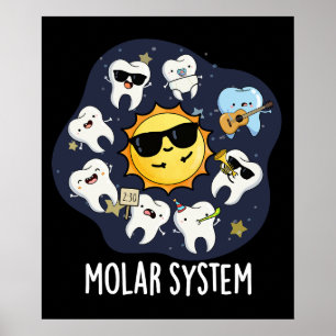 Póster Sistema molar divertida astronomía dental Pun oscu