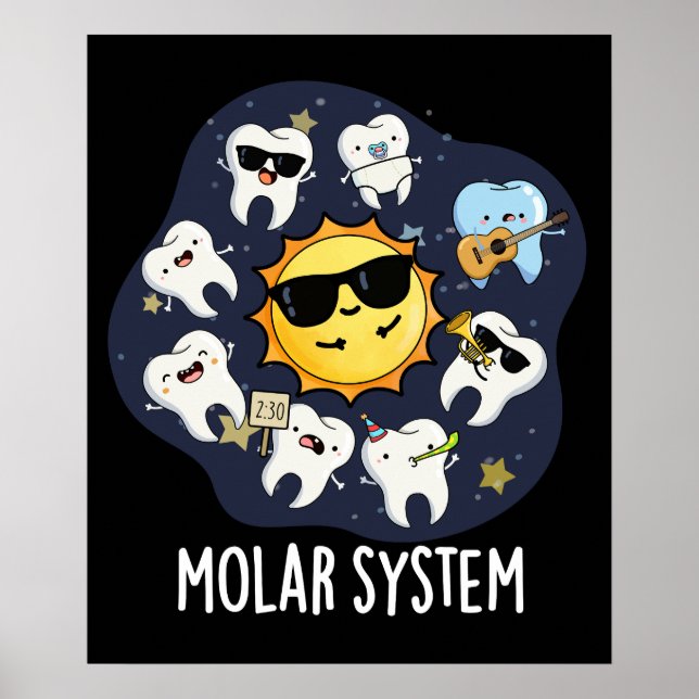 Póster Sistema molar divertida astronomía dental Pun oscu (Frente)