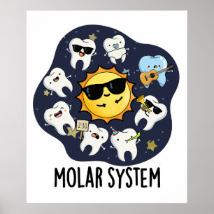 Póster Sistema Molar Divertido Castigo Dental de Astronom