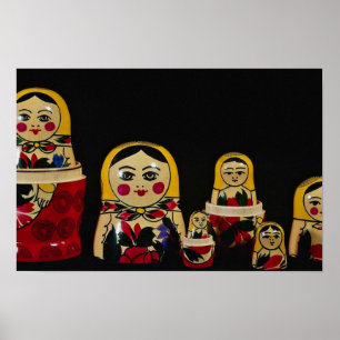 Póster Sistema ruso de la muñeca, pintura de madera rusa