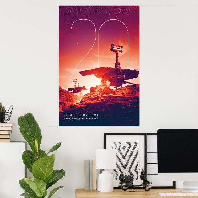 Póster Sistema solar, 20 años de espíritu y oportunidad (Oficina en casa)