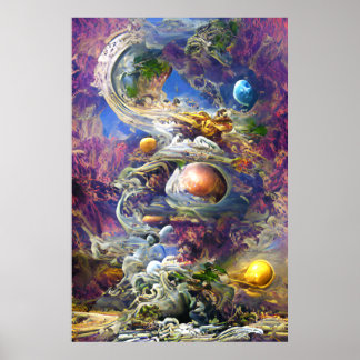 Póster Sistema solar de galaxia púrpura
