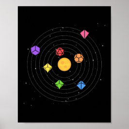 Póster Sistema Solar Dice Set Astrología Tabletop RPG