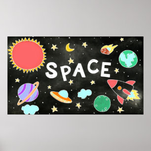 Póster Sistema solar infantil Muro de espacio gráfico mod