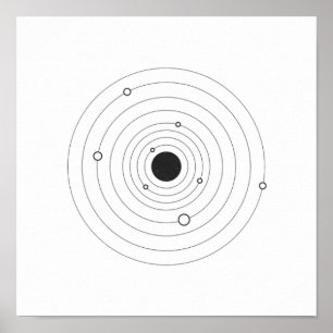 Póster Sistema solar minimalista Poster blanco y negro