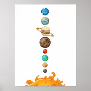 Póster Sistema Solar Niños Sala Pared Art