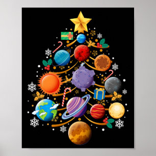 Póster Sistema solar planetas Navidad Árbol Astronomía na
