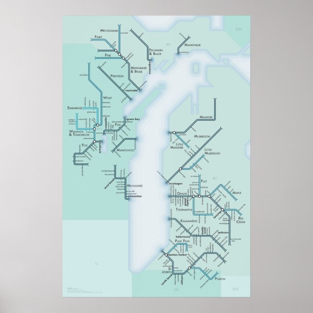 Póster Sistemas del lago Michigan (Frente)