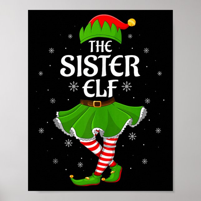 Póster Sister Elf Christmas Family Girls Women Elf Squad  (Frente)