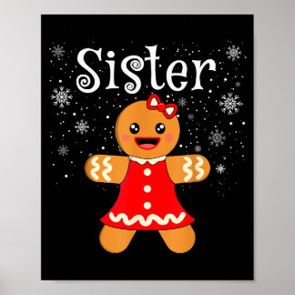 Póster Sister Gingerbread Shirt Girls Kids Funny Matching