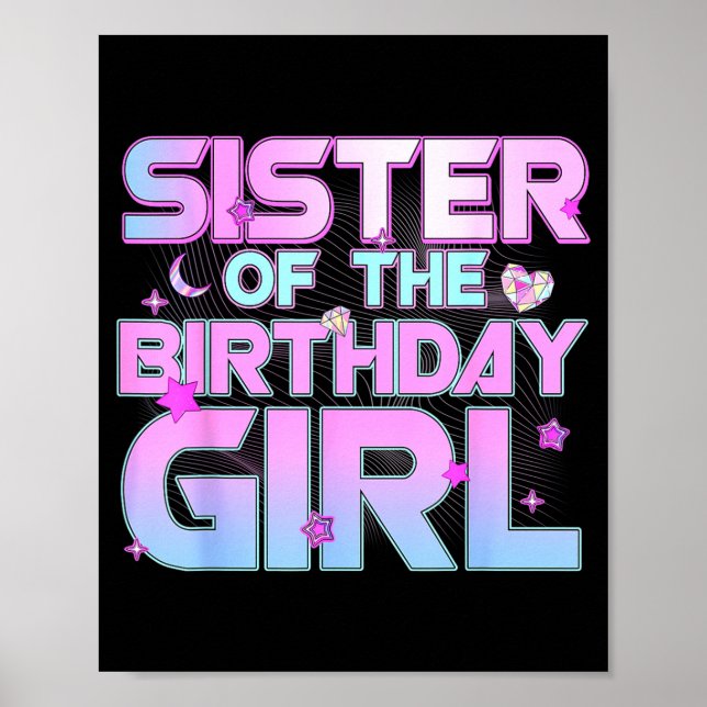 Póster Sister Of The Birthday Girl Kp Family Matching Par (Frente)