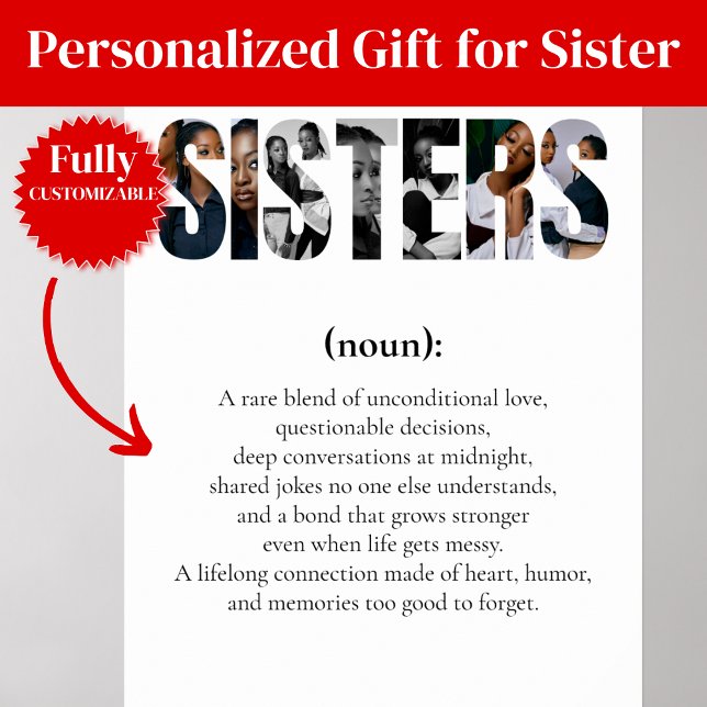 Póster SISTERS Definition Poster – Unique Gift for Her (SISTERS Definition Poster – Unique Gift for Her)