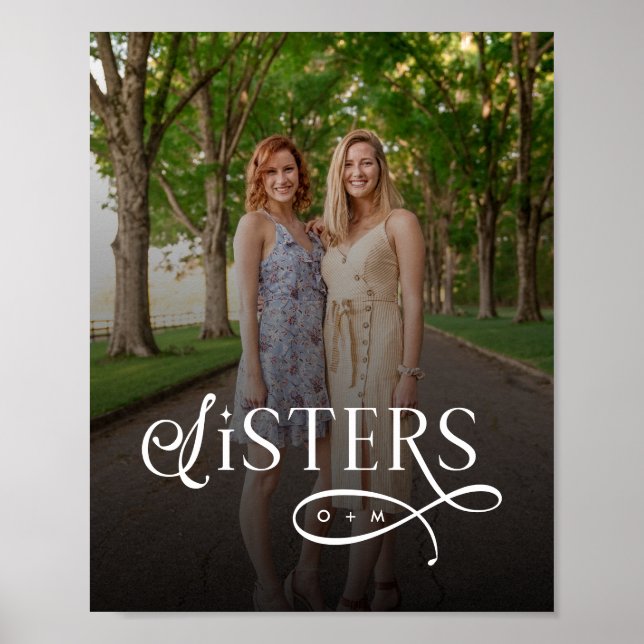 Póster Sisters Photo Personalized Monogram (Frente)