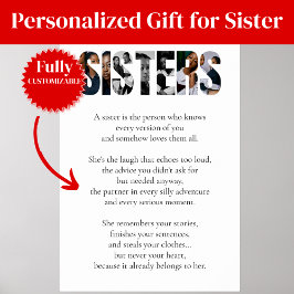 Póster SISTERS Poem Poster – Heartfelt Gift for Sister