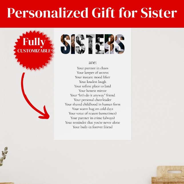 Póster SISTERS Poster – Emotional & Fun Gift for Her (SISTERS Poster – Emotional & Fun Gift for Her)